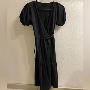 00P ASOS Black Wrap Midi Dress